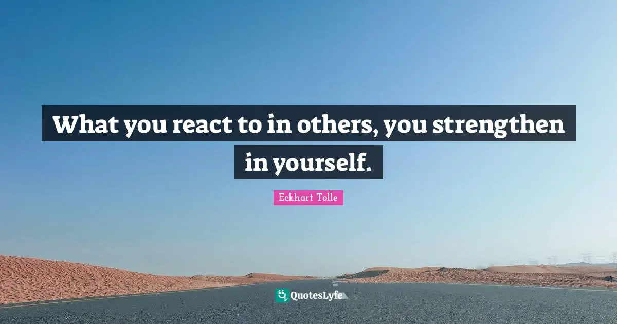 What you react to in others, you strengthen in yourself.