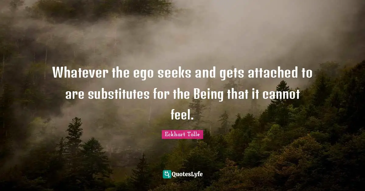 Whatever the ego seeks and gets attached to are substitutes for the Being that it cannot feel.