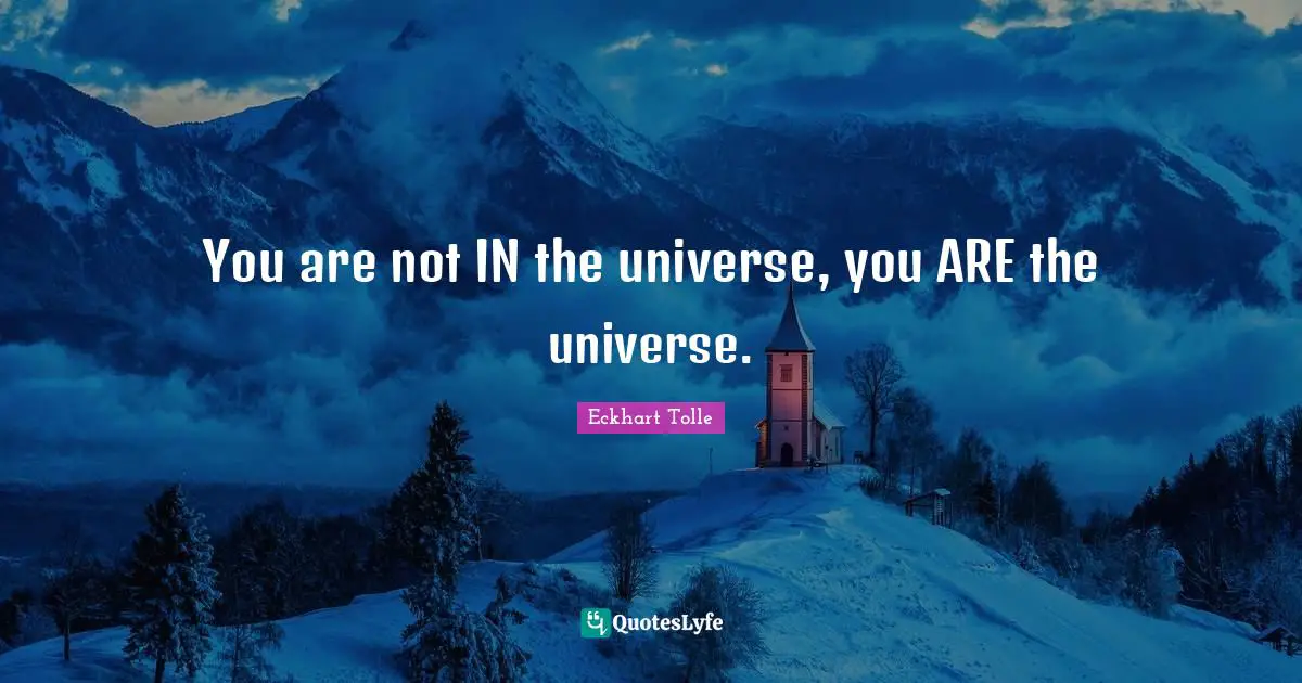 You are not IN the universe, you ARE the universe.