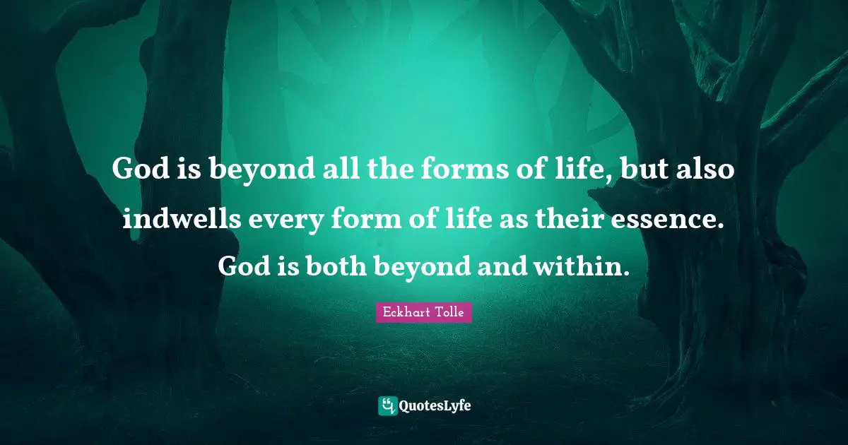 God is beyond all the forms of life, but also indwells every form of life as their essence. God is both beyond and within.