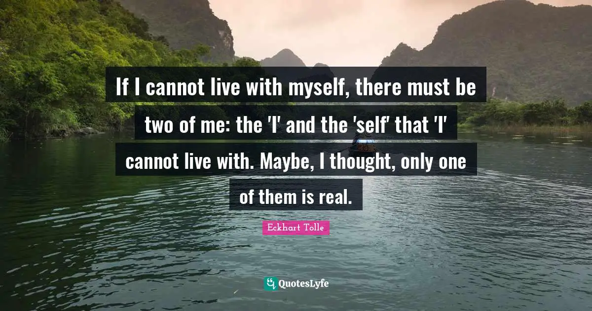 If I cannot live with myself, there must be two of me: the 'I' and the 'self' that 'I' cannot live with. Maybe, I thought, only one of them is real.