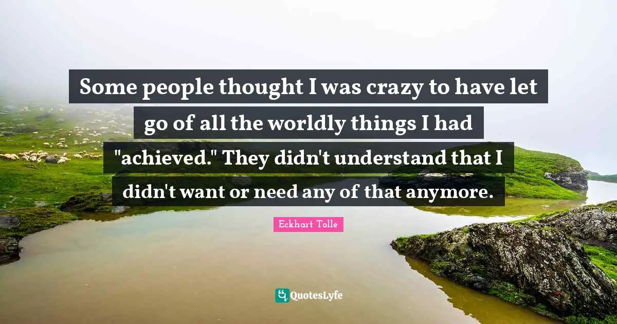 Some people thought I was crazy to have let go of all the worldly things I had "achieved." They didn't understand that I didn't want or need any of that anymore.