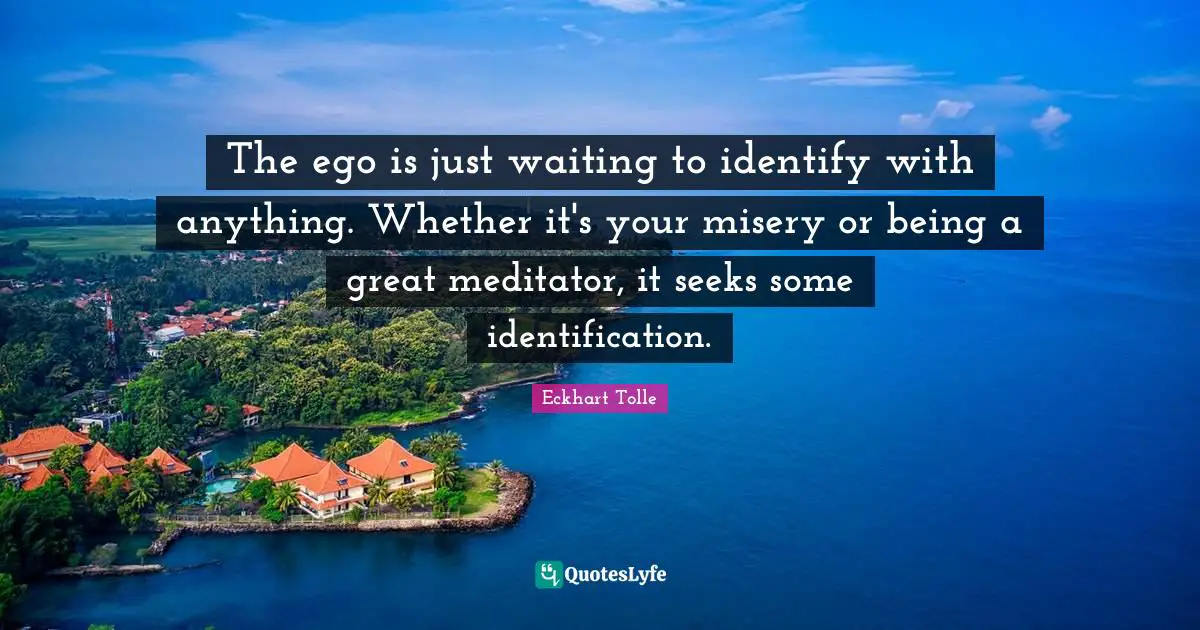 The ego is just waiting to identify with anything. Whether it's your misery or being a great meditator, it seeks some identification.