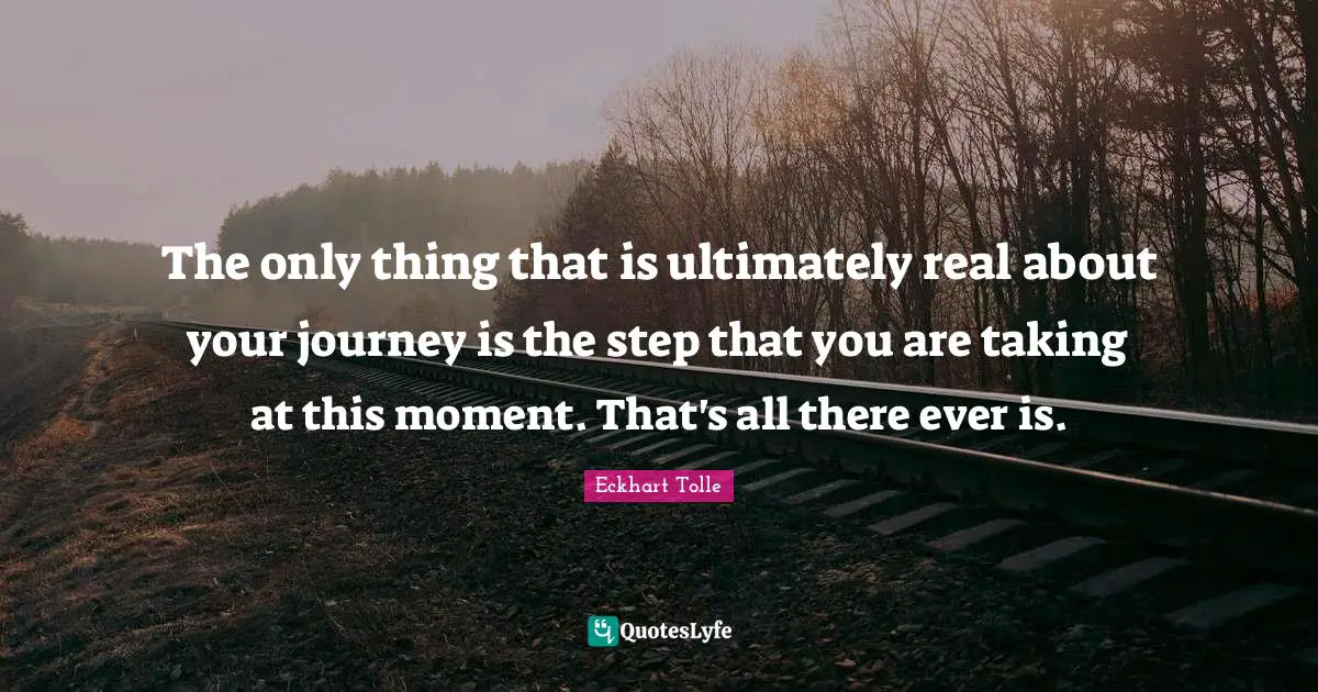 The only thing that is ultimately real about your journey is the step that you are taking at this moment. That's all there ever is.