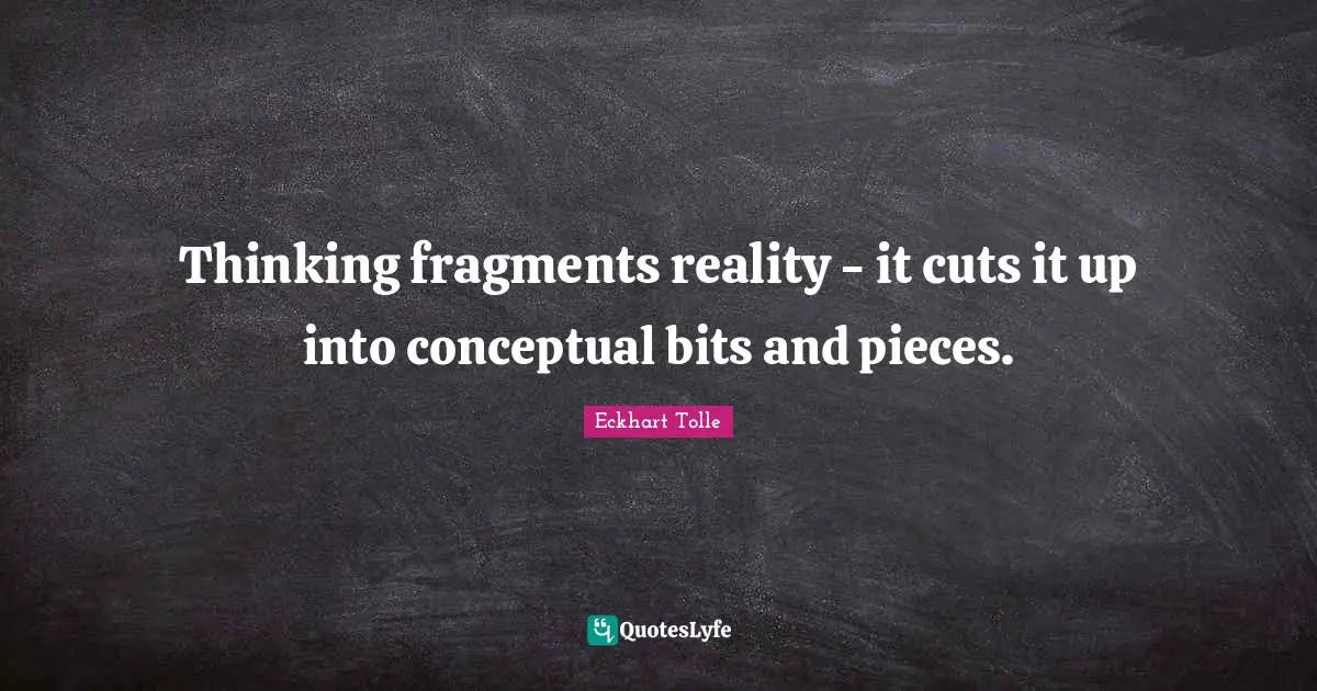 Thinking fragments reality - it cuts it up into conceptual bits and pieces.