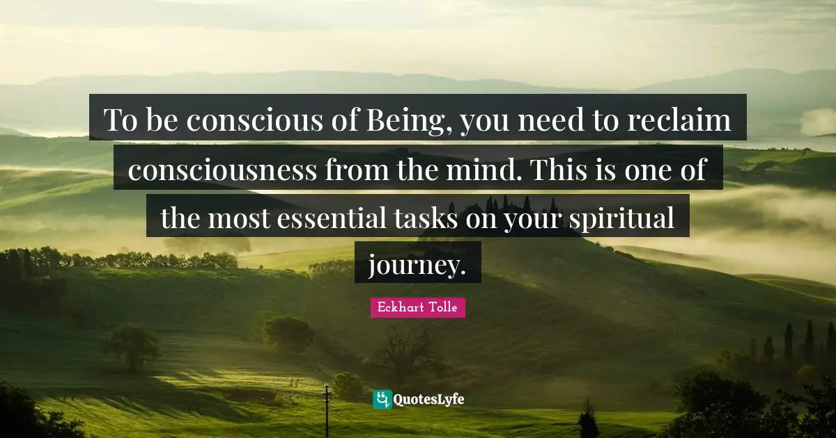 To be conscious of Being, you need to reclaim consciousness from the mind. This is one of the most essential tasks on your spiritual journey.