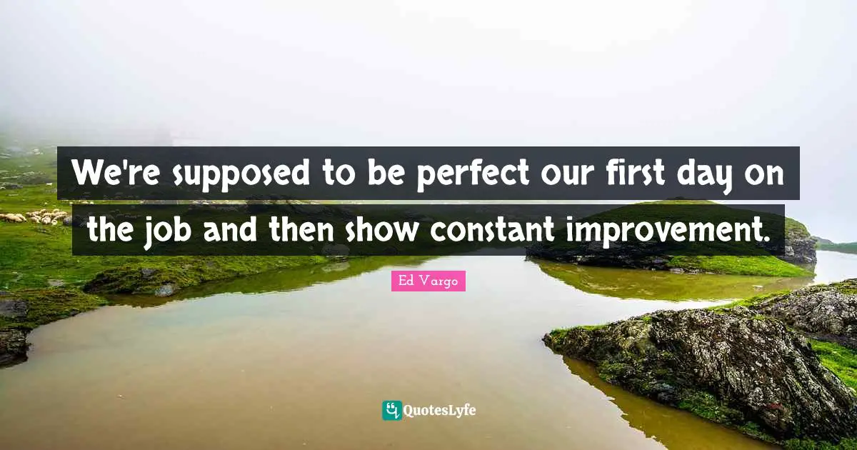 We're supposed to be perfect our first day on the job and then show constant improvement.