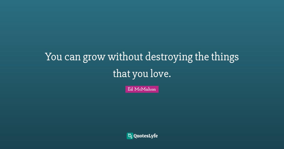 You can grow without destroying the things that you love.