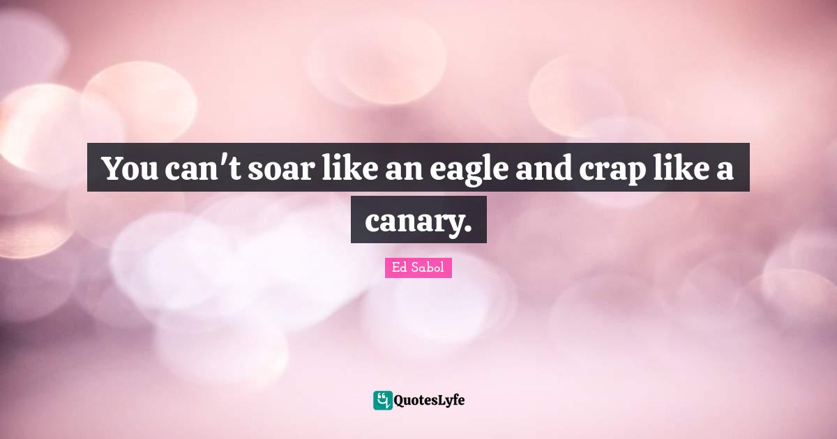 You can't soar like an eagle and crap like a canary.