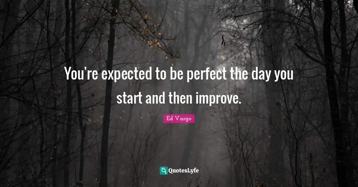 You're expected to be perfect the day you start and then improve.