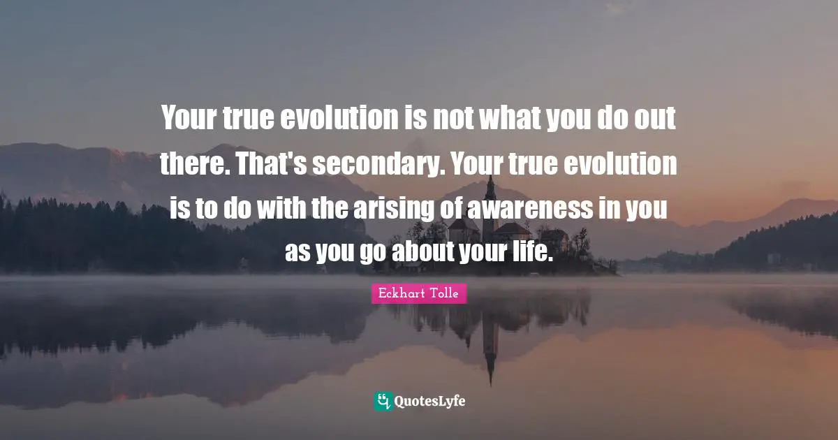 Your true evolution is not what you do out there. That's secondary. Your true evolution is to do with the arising of awareness in you as you go about your life.