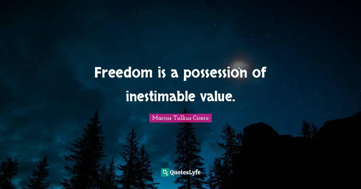 Freedom is a possession of inestimable value.