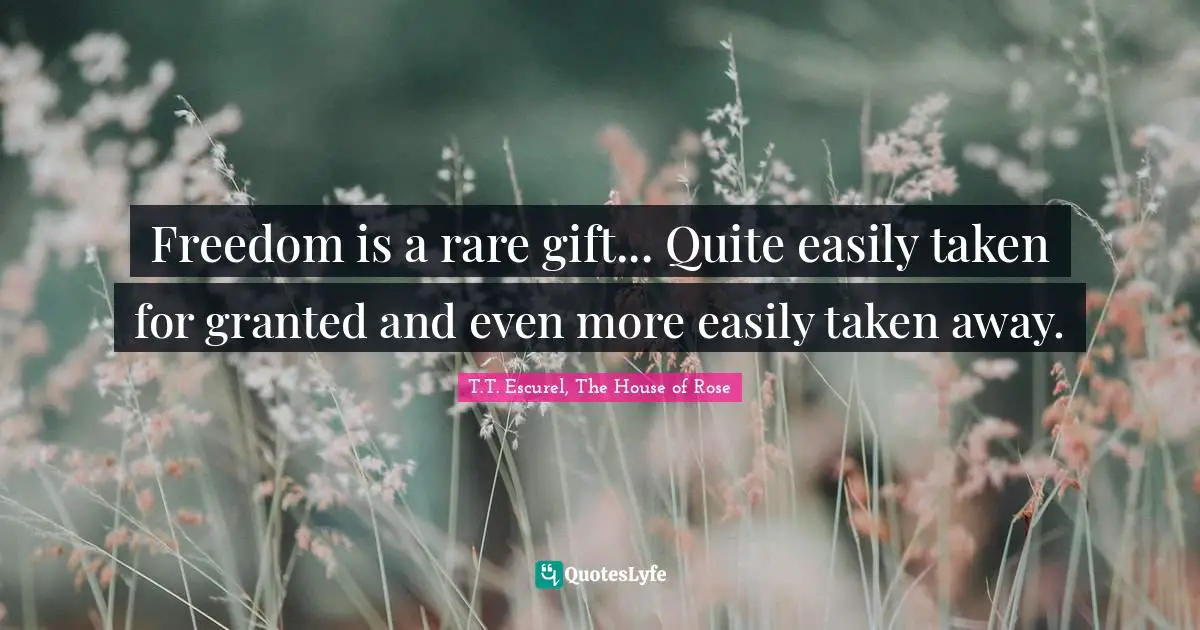 Freedom is a rare gift... Quite easily taken for granted and even more easily taken away.
