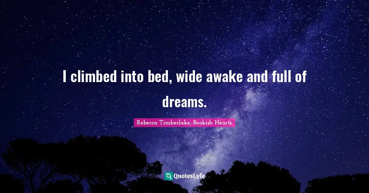 I climbed into bed, wide awake and full of dreams.