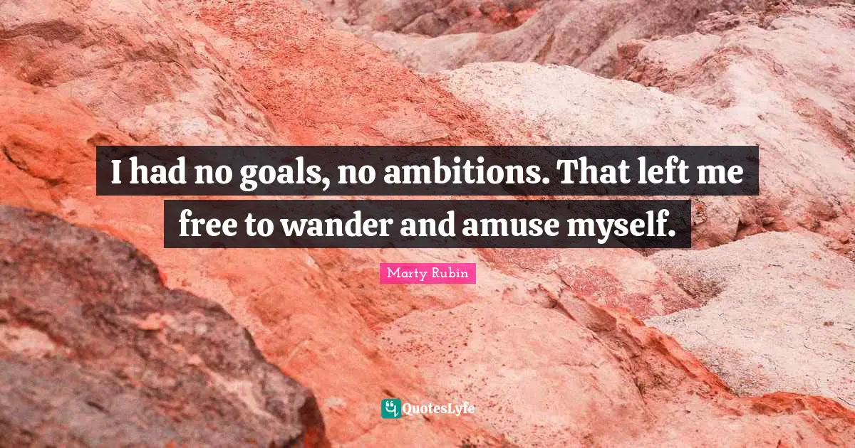 I had no goals, no ambitions. That left me free to wander and amuse myself.
