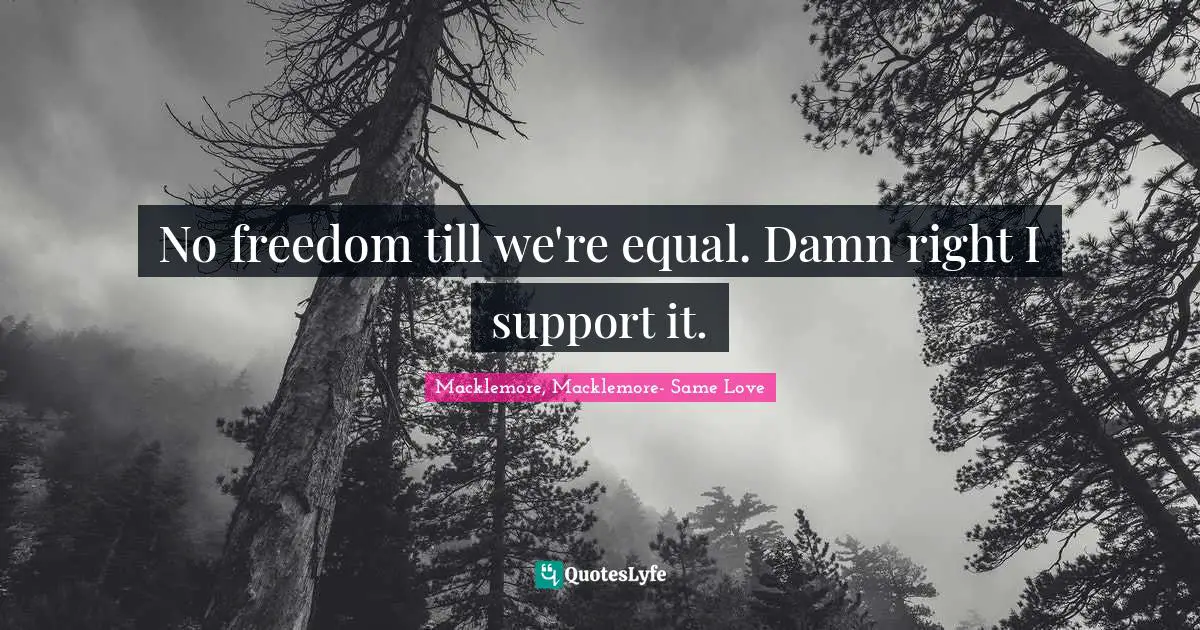No freedom till we're equal. Damn right I support it.