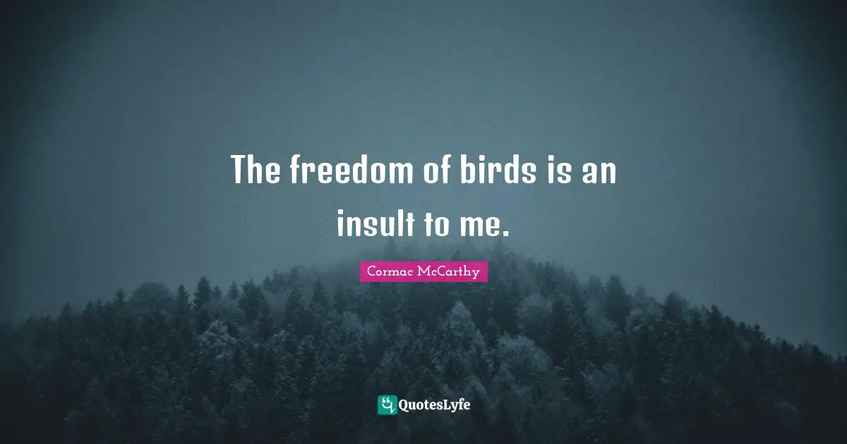 The freedom of birds is an insult to me.