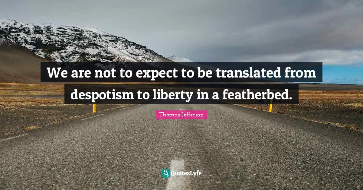 We are not to expect to be translated from despotism to liberty in a featherbed.