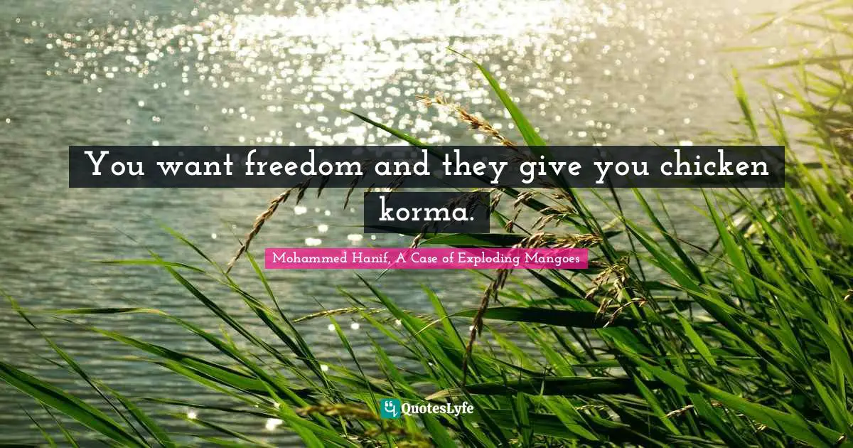 You want freedom and they give you chicken korma.