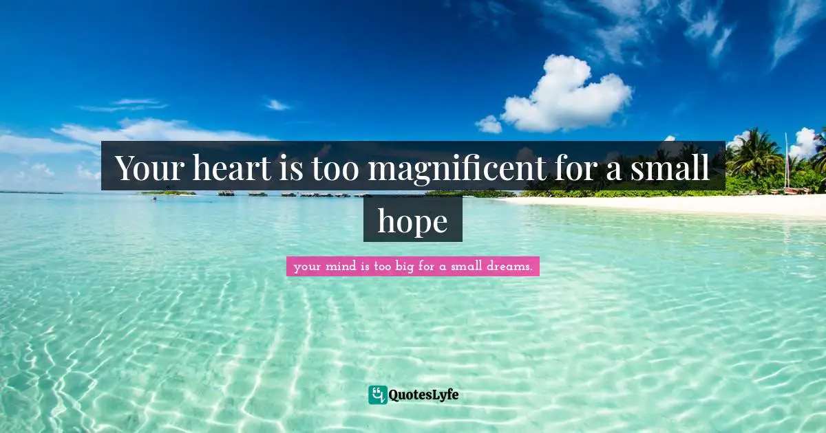 Your heart is too magnificent for a small hope