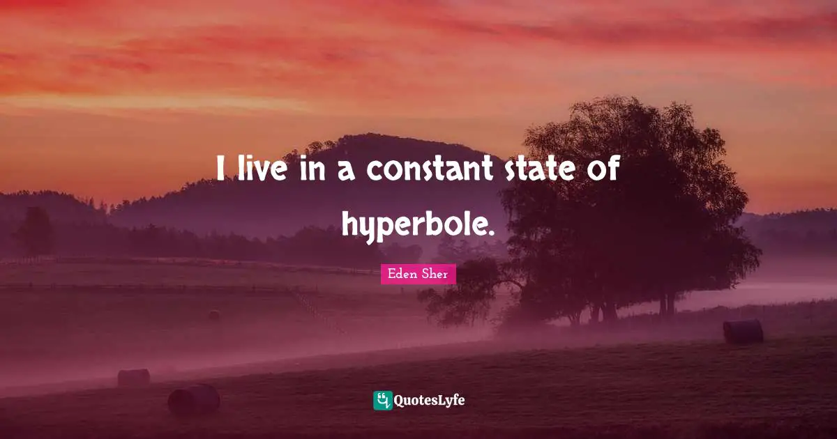 I live in a constant state of hyperbole.