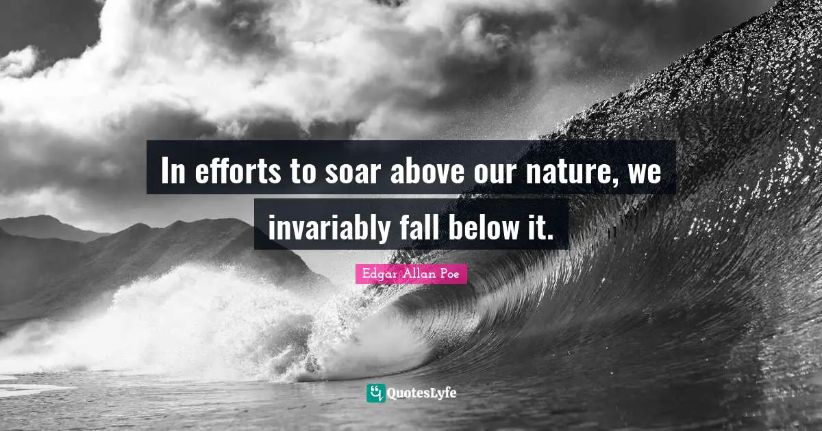 In efforts to soar above our nature, we invariably fall below it.