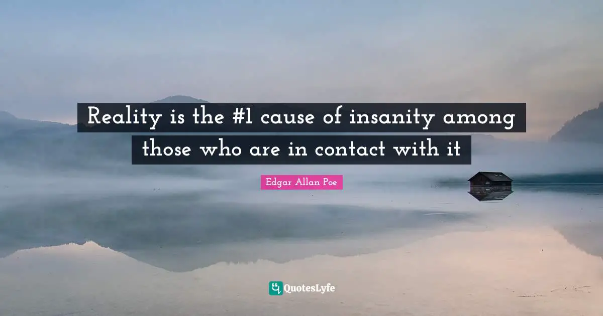 Reality is the #1 cause of insanity among those who are in contact with it