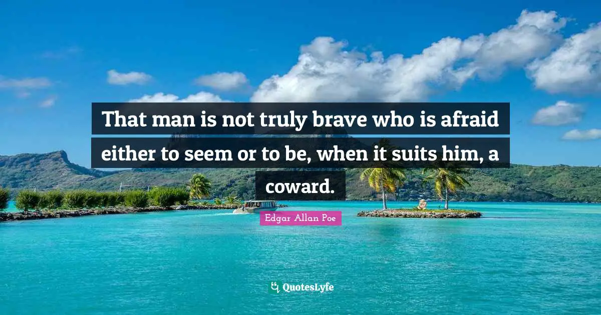 That man is not truly brave who is afraid either to seem or to be, when it suits him, a coward.