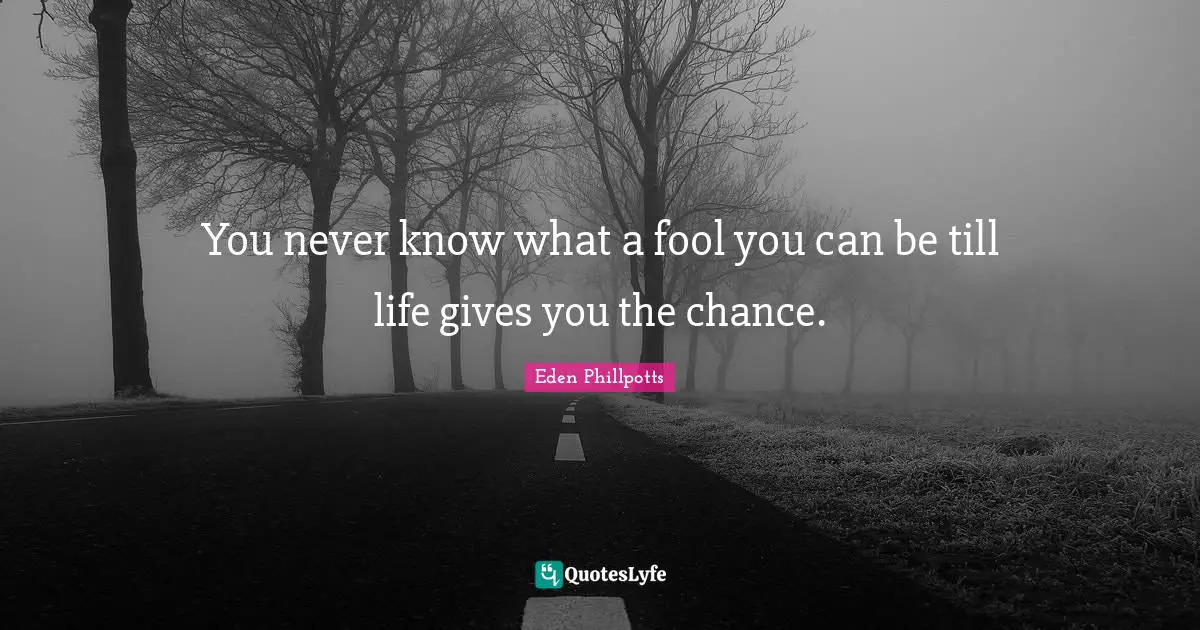 You never know what a fool you can be till life gives you the chance.