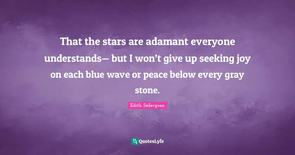 That the stars are adamant everyone understands— but I won’t give up seeking joy on each blue wave or peace below every gray stone.