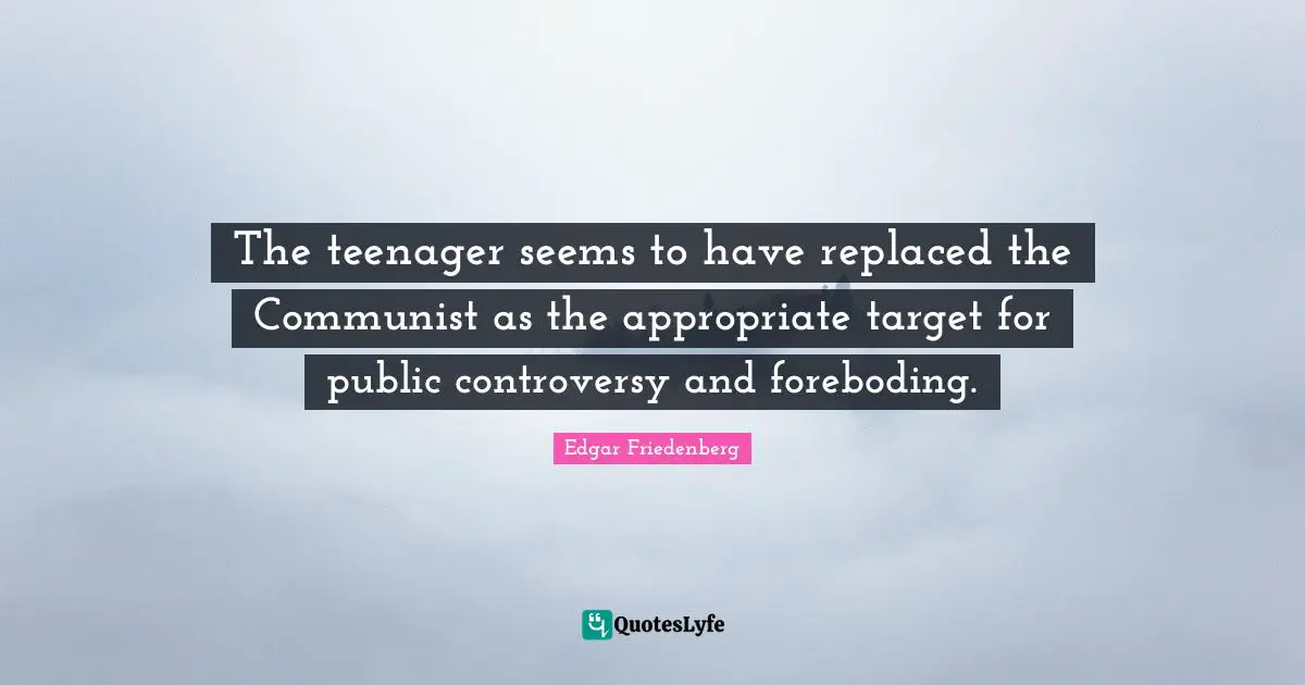 The teenager seems to have replaced the Communist as the appropriate target for public controversy and foreboding.