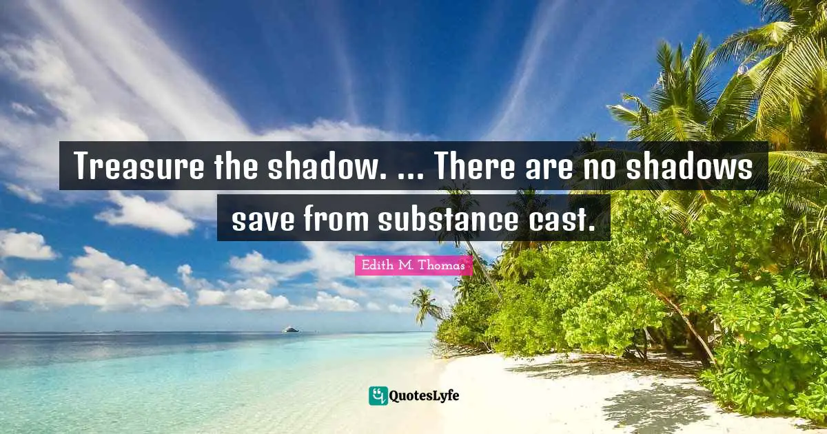 Treasure the shadow. ... There are no shadows save from substance cast.