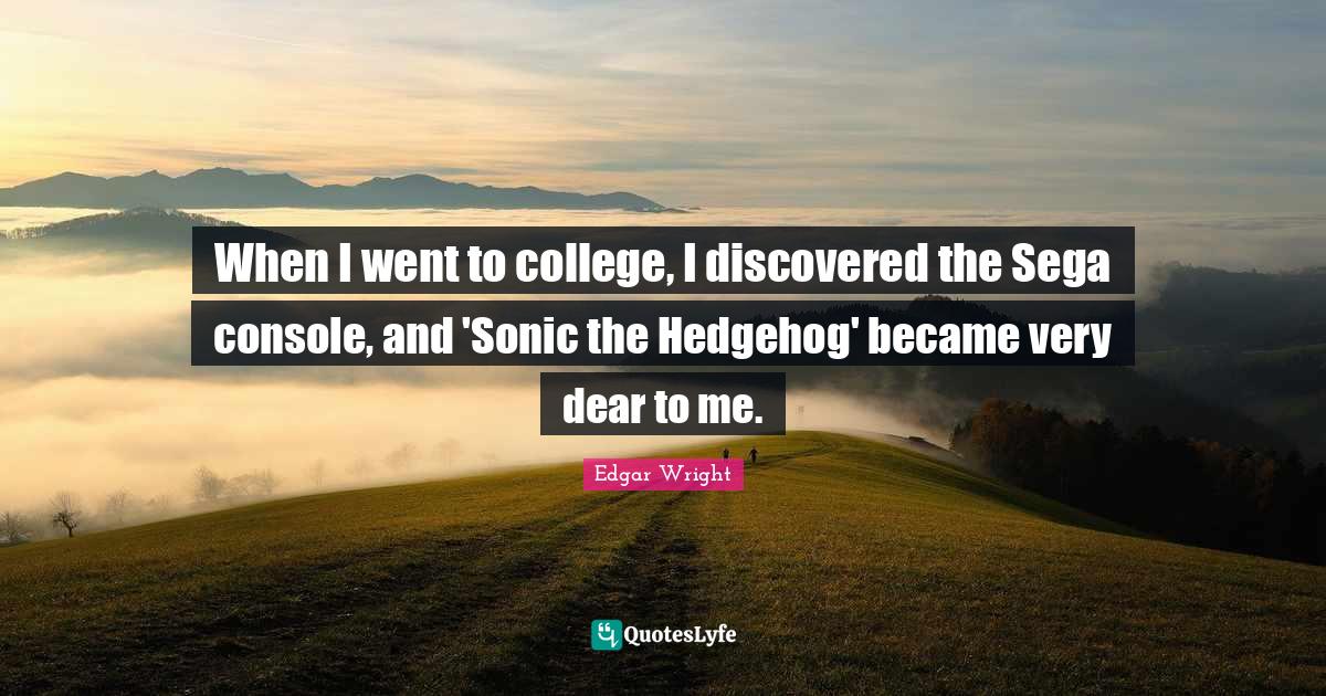 When I went to college, I discovered the Sega console, and 'Sonic the