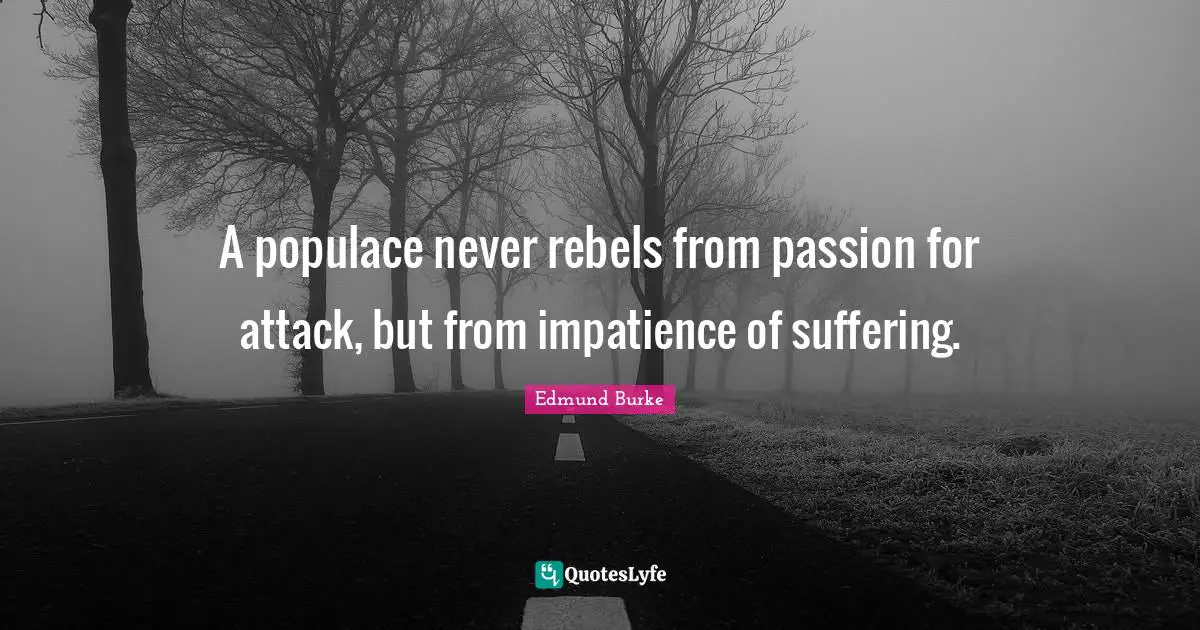 A populace never rebels from passion for attack, but from impatience of suffering.
