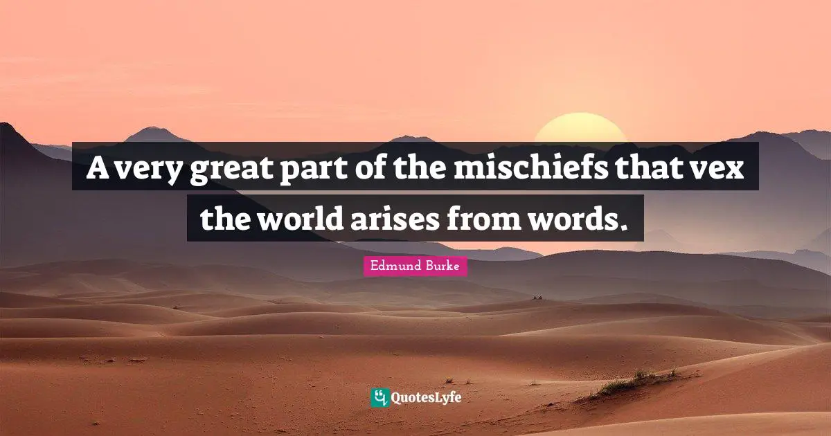 A very great part of the mischiefs that vex the world arises from words.