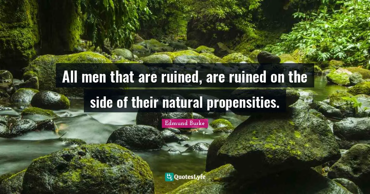 All men that are ruined, are ruined on the side of their natural propensities.