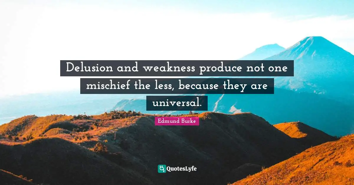 Delusion and weakness produce not one mischief the less, because they are universal.
