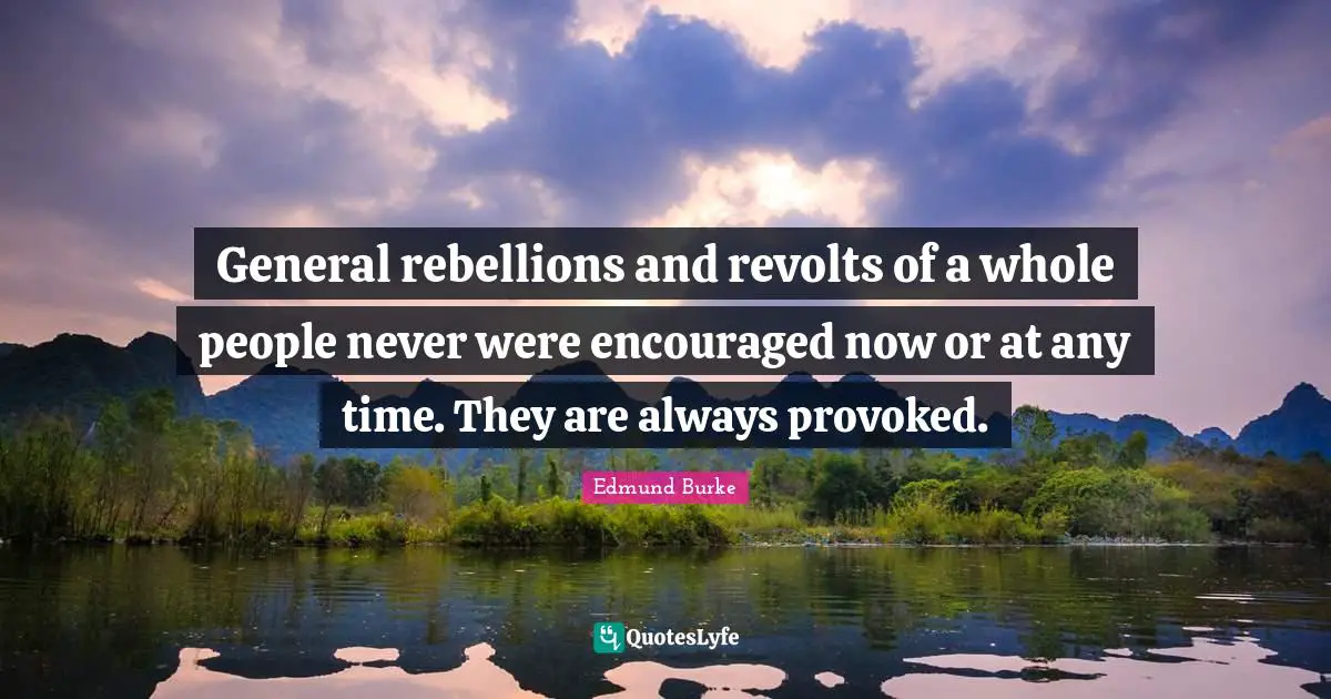 General rebellions and revolts of a whole people never were encouraged now or at any time. They are always provoked.