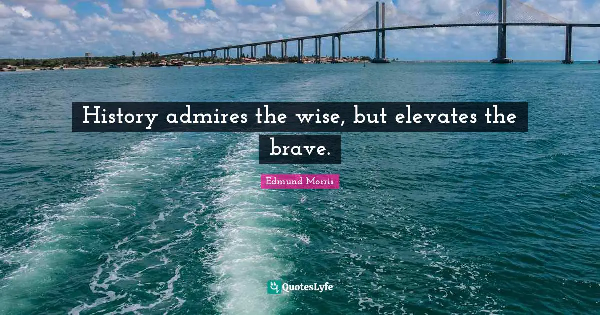 History admires the wise, but elevates the brave.