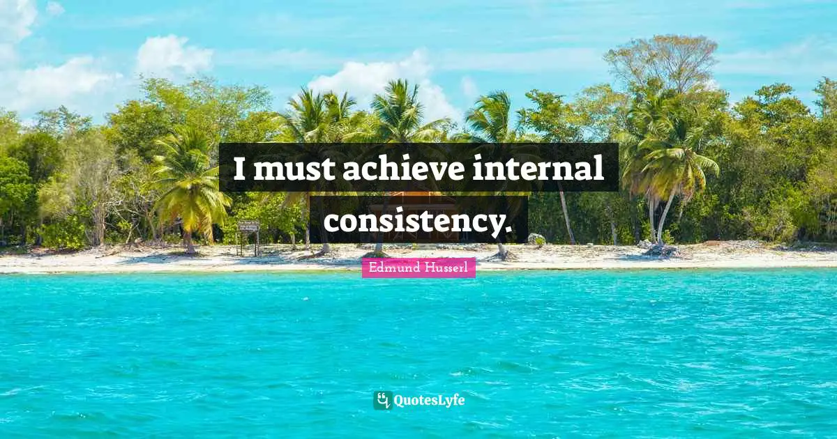 Consistency Quotes: "I must achieve internal consistency."
