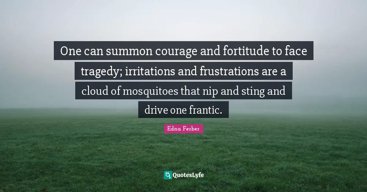 Mosquitoes Quotes: "One can summon courage and fortitude to face tragedy; irritations and frustrations are a cloud of mosquitoes that nip and sting and drive one frantic."