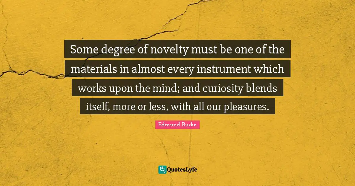 Some degree of novelty must be one of the materials in almost every instrument which works upon the mind; and curiosity blends itself, more or less, with all our pleasures.