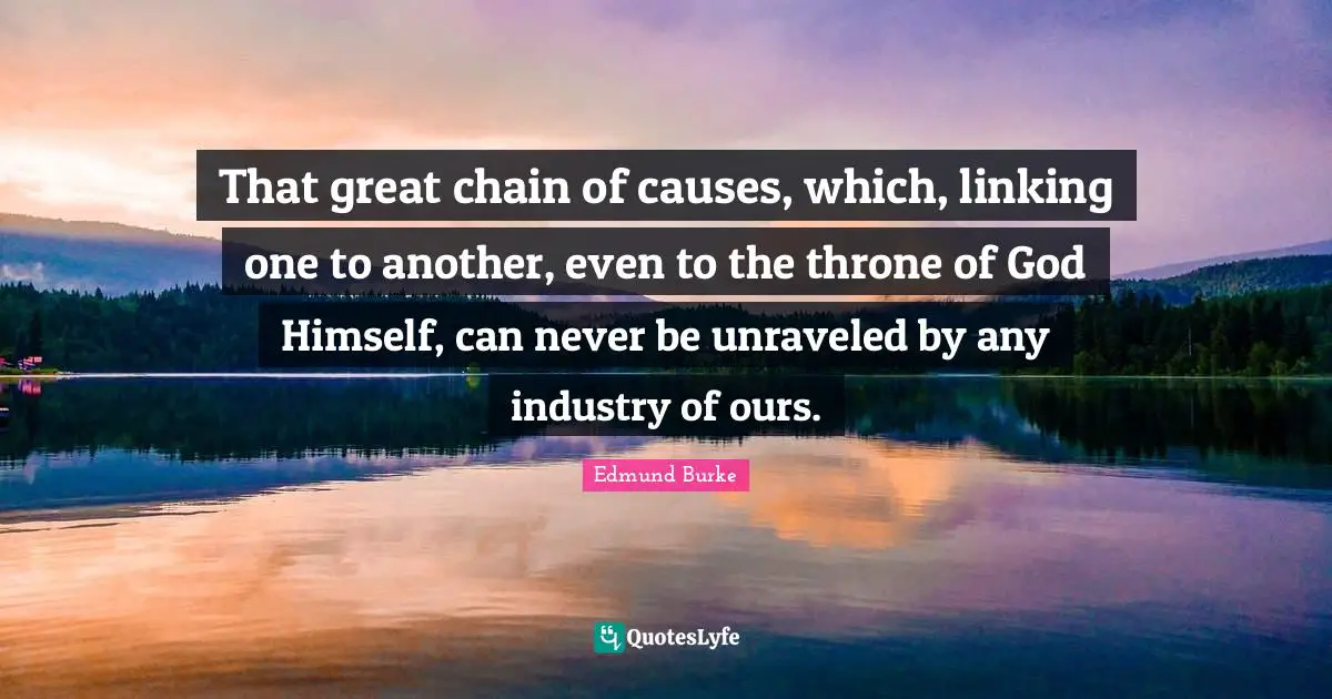 That great chain of causes, which, linking one to another, even to the throne of God Himself, can never be unraveled by any industry of ours.