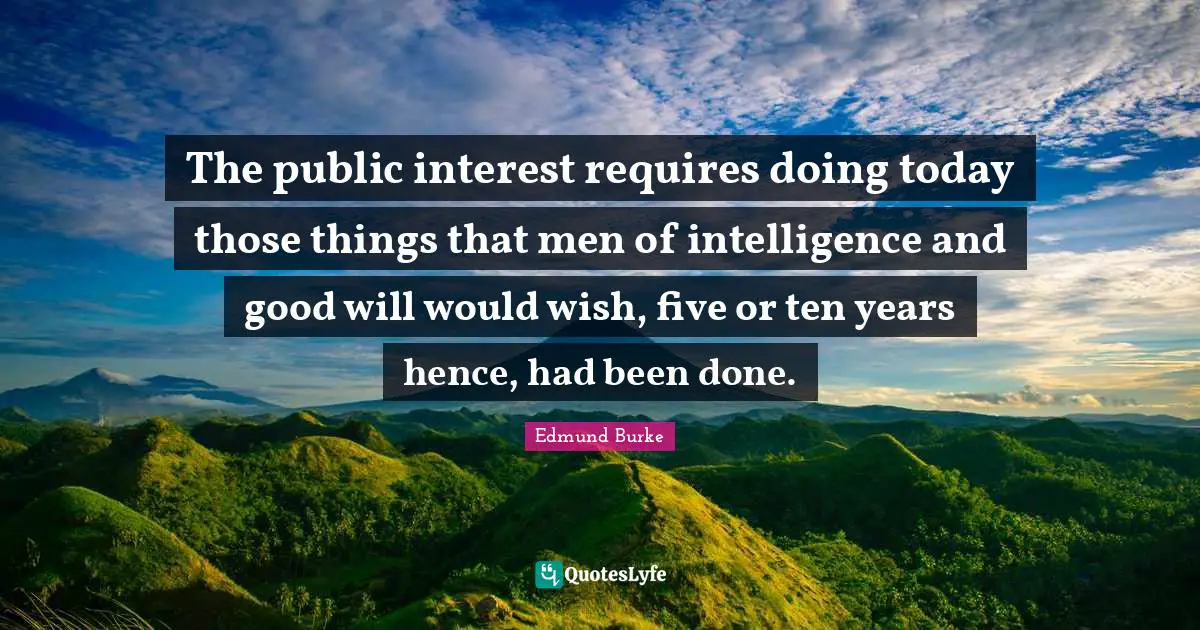 The public interest requires doing today those things that men of intelligence and good will would wish, five or ten years hence, had been done.