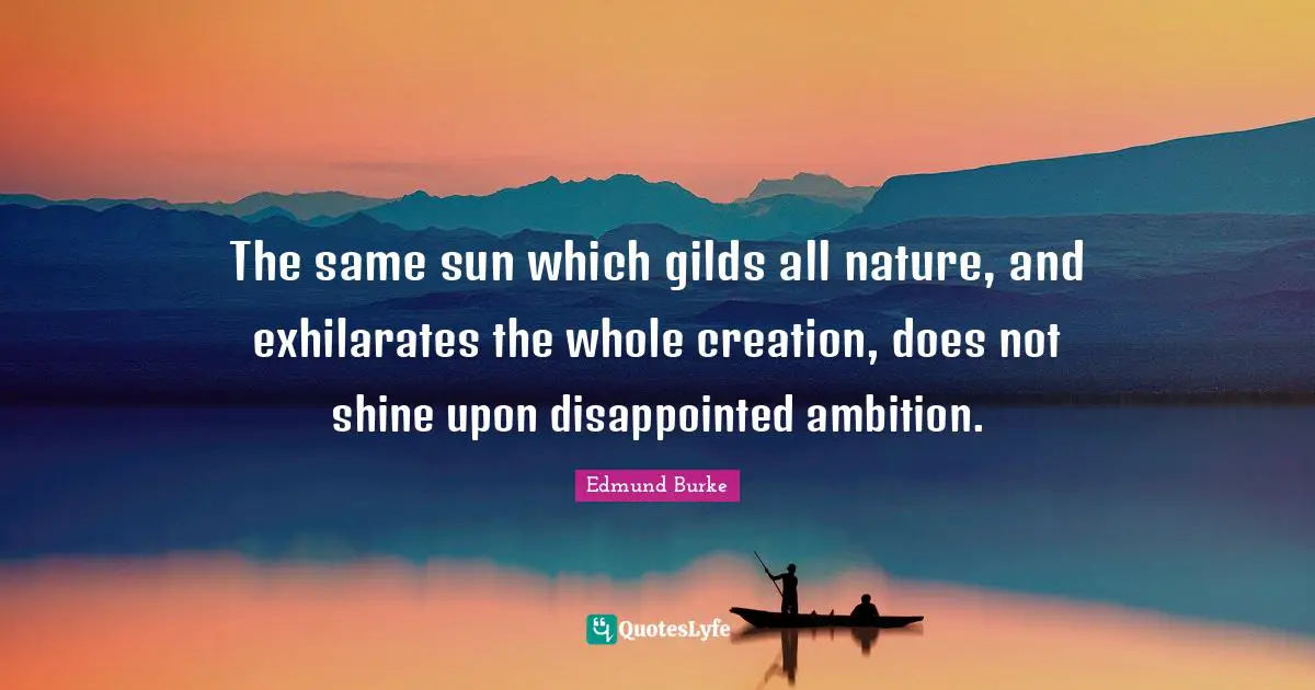 The same sun which gilds all nature, and exhilarates the whole creation, does not shine upon disappointed ambition.