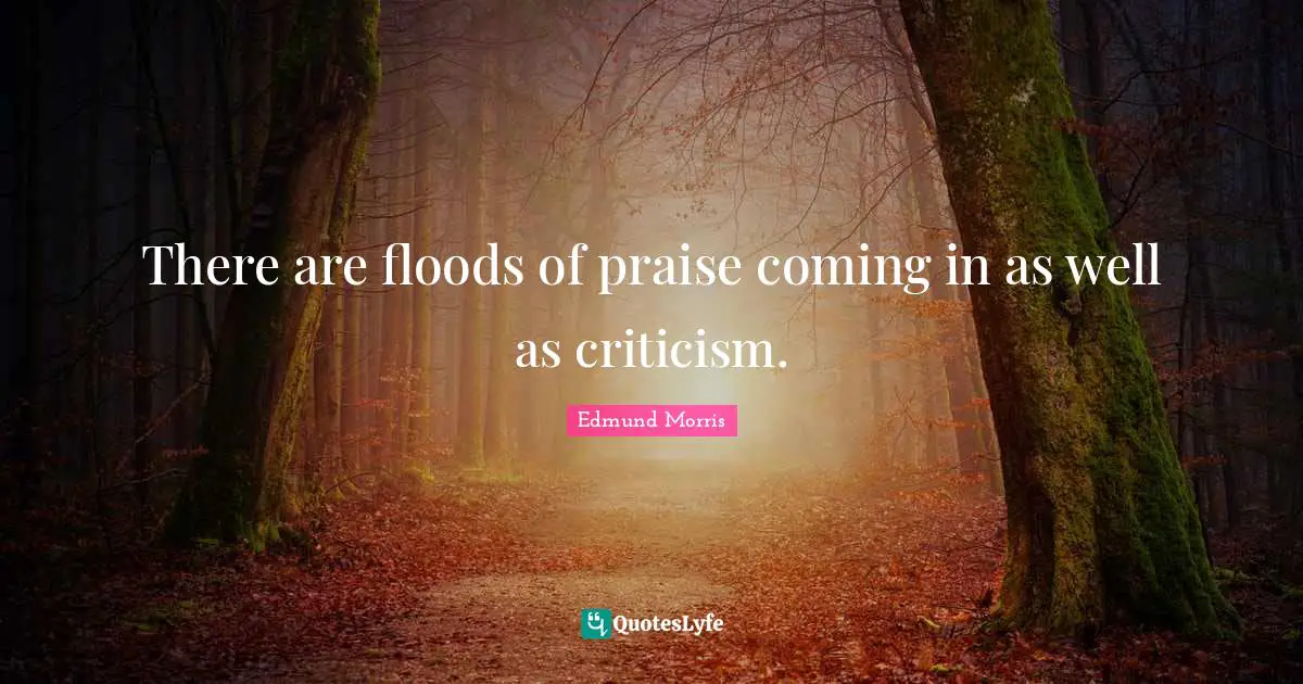 There are floods of praise coming in as well as criticism.