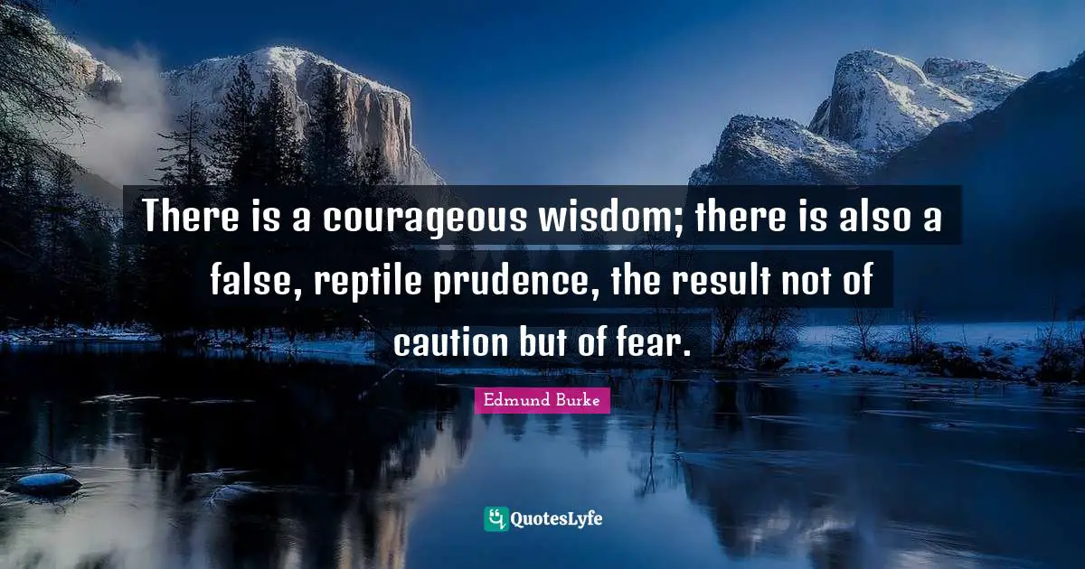 There is a courageous wisdom; there is also a false, reptile prudence, the result not of caution but of fear.