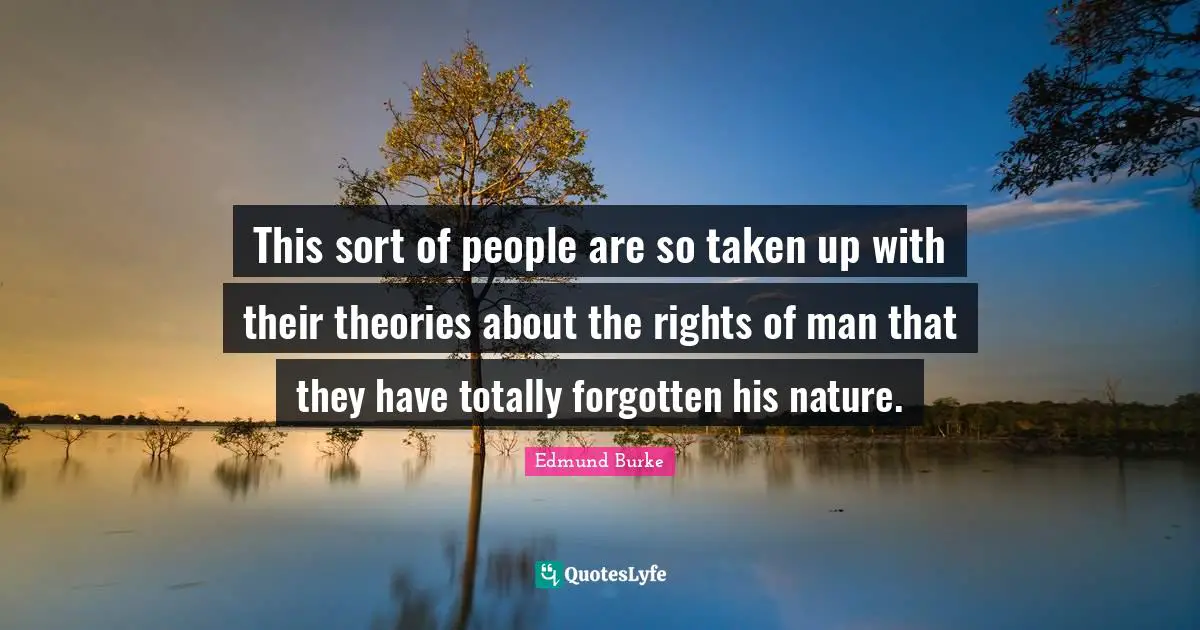 Edmund Burke Quotes: "This sort of people are so taken up with their theories about the rights of man that they have totally forgotten his nature."