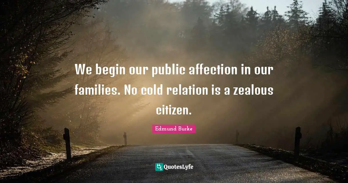 We begin our public affection in our families. No cold relation is a zealous citizen.