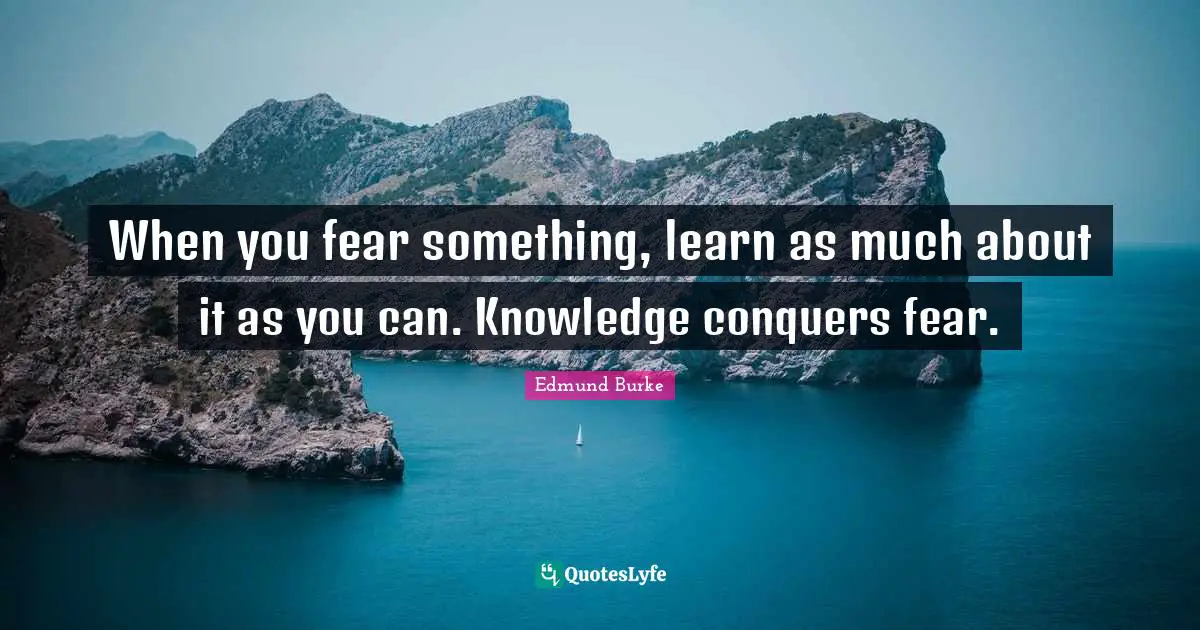 Conquer Quotes: "When you fear something, learn as much about it as you can. Knowledge conquers fear."